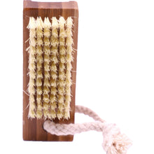 Load image into Gallery viewer, rush organics bamboo and sisal nail brush, double sided, rope handle.
