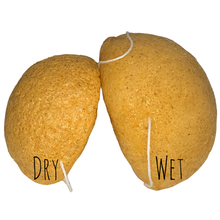 Load image into Gallery viewer, yellow konjac sponges one dry, one wet. eco friendly and natural.