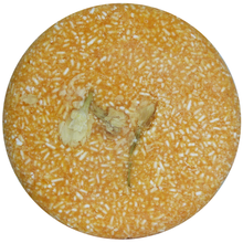 Load image into Gallery viewer, plastic free organic and vegan yellow orange Yasemin jasmine solid shampoo bar with jasmine flowers in centre of bar