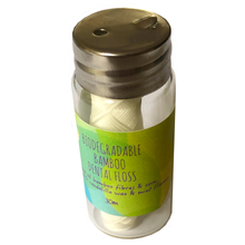 Load image into Gallery viewer, glass jar of 30 meters of biodegradable dental floss.