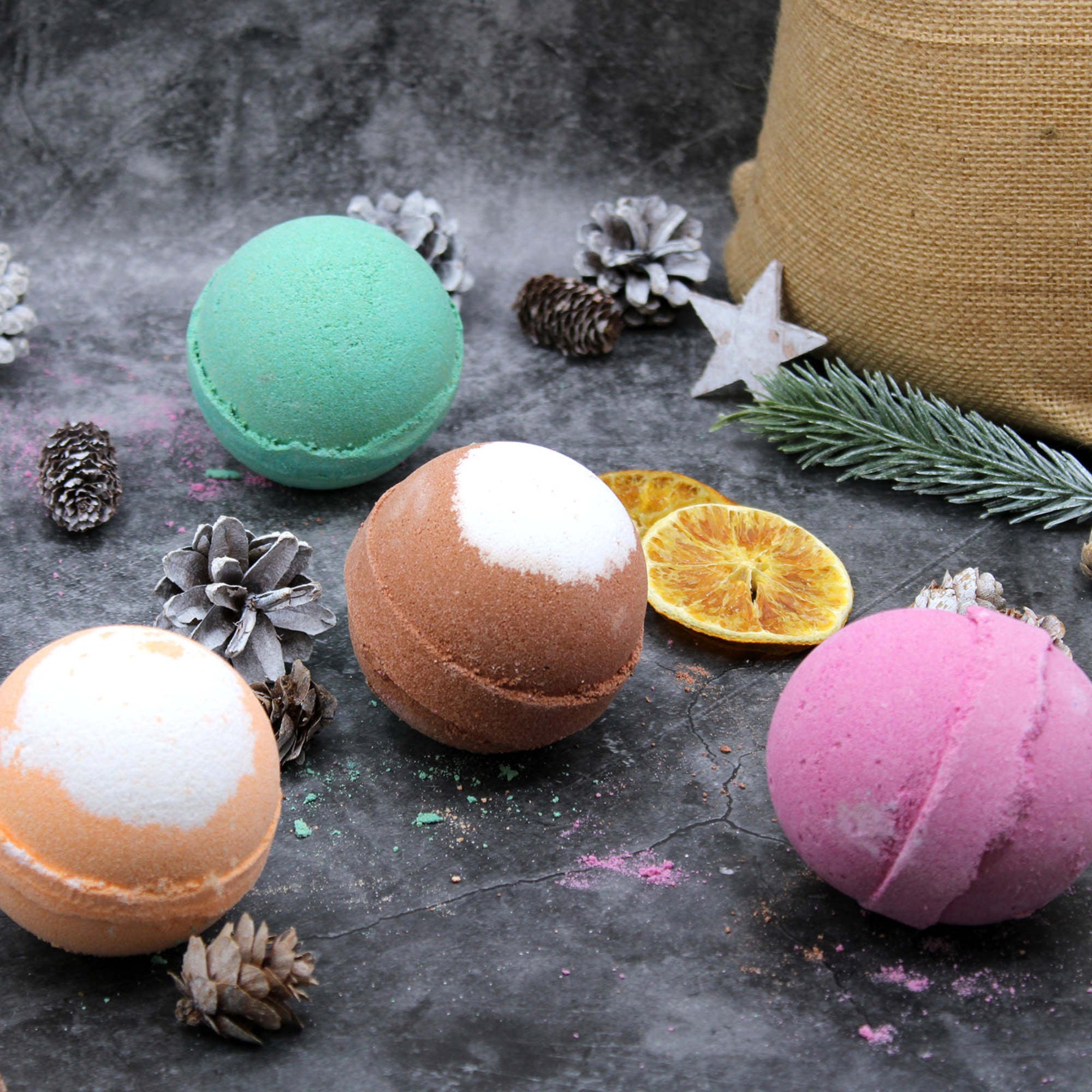 Festive Mix Christmas Jumbo Bath Bomb Set of 3 RANDOM Rush Organics