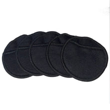 Load image into Gallery viewer, 5 black bamboo reusable make up remover pads, double layered with finger pockets to make it easier to use.
