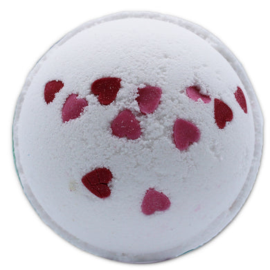 white love hearts jumbo bath bomb with little red hearts