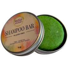 Load image into Gallery viewer, plastic free organic vegan melaleuca tea tree solid shampoo bar in shampoo bar tin

