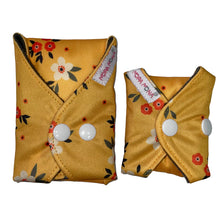Load image into Gallery viewer, 2 x folded reusable sanitary pads, 1 x large, 1 x small side by side
